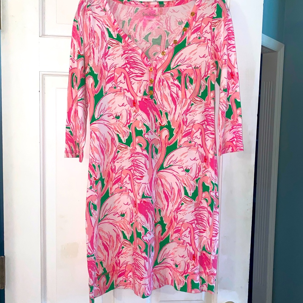 Lily Pulitzer dress. Sz S. Pima cotton. Flamingo